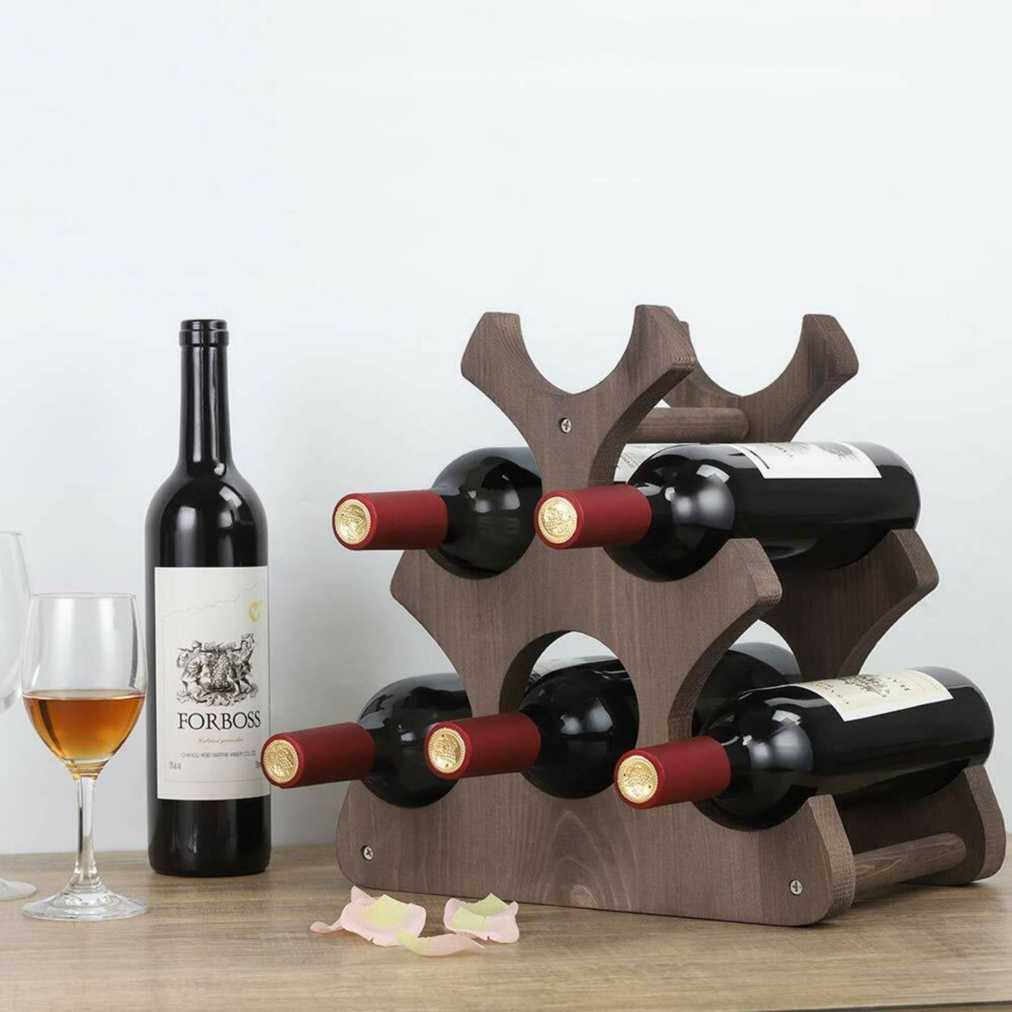 NEX™ 16" Countertop 6-Bottle Wood Wine Rack